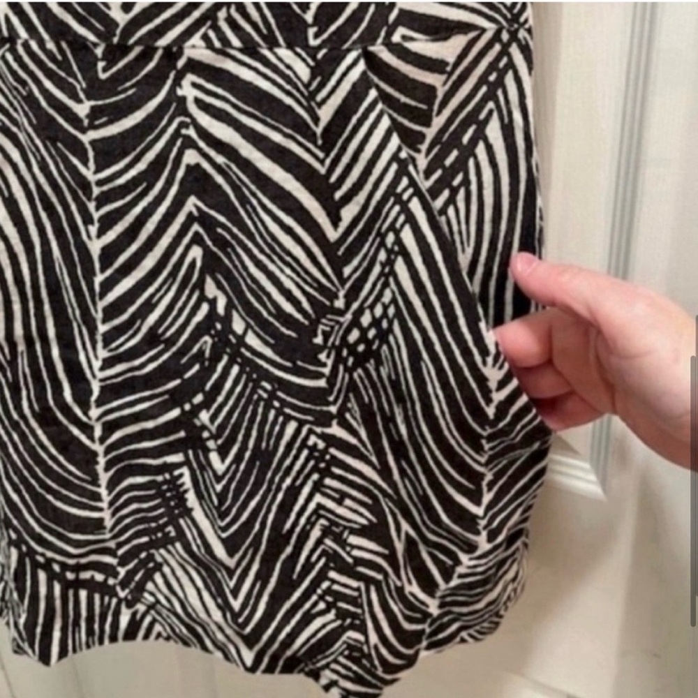 Zara Black and White Palm Print/Tropical Linen Summer Dress - Size XL - EUC - Picture 6 of 7